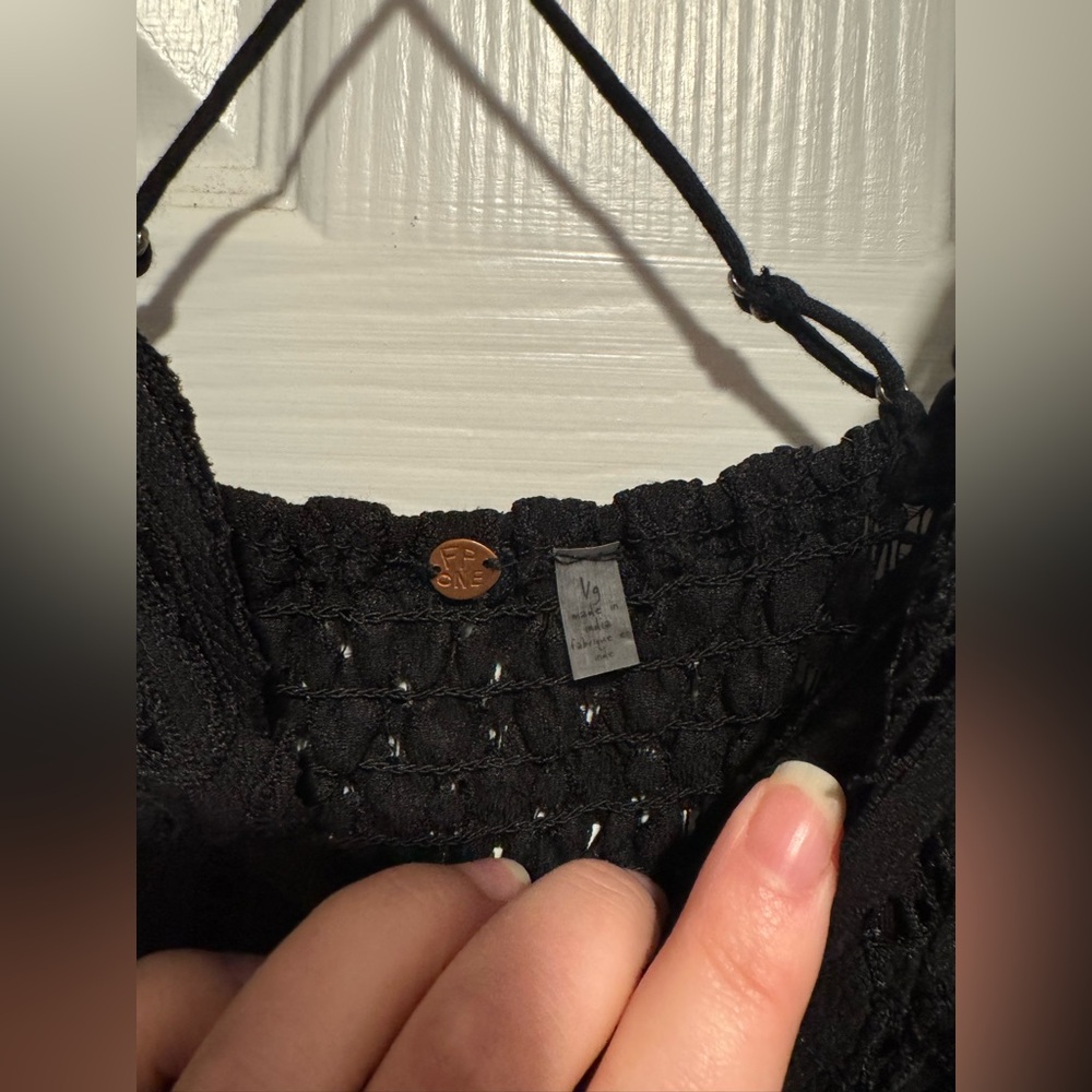 Free People Adella Black Lace Mini Dress L - Picture 4 of 6